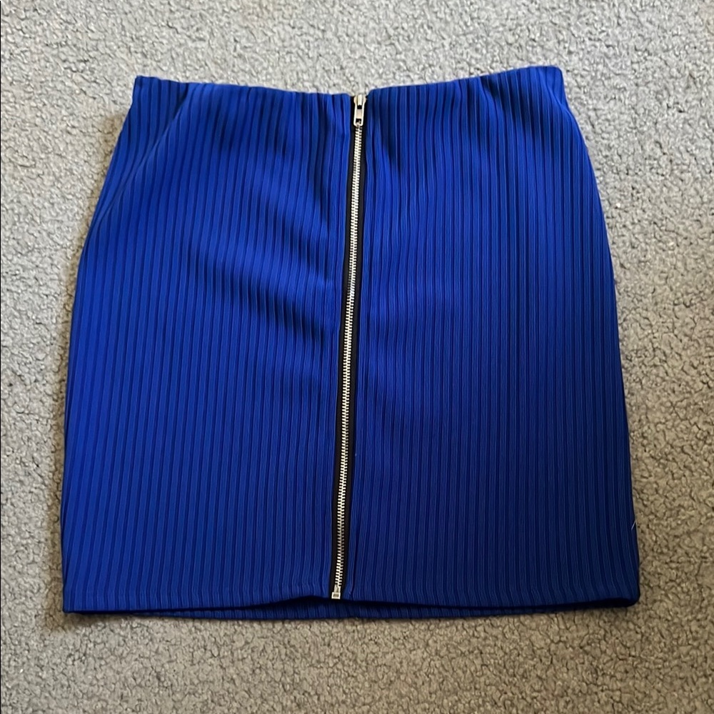 Forever 21 Blue Ribbed Mini Pencil Skirt